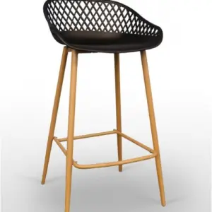 Taburete con estructura metálica imitación madera y carcasa polipropileno HANNOVER