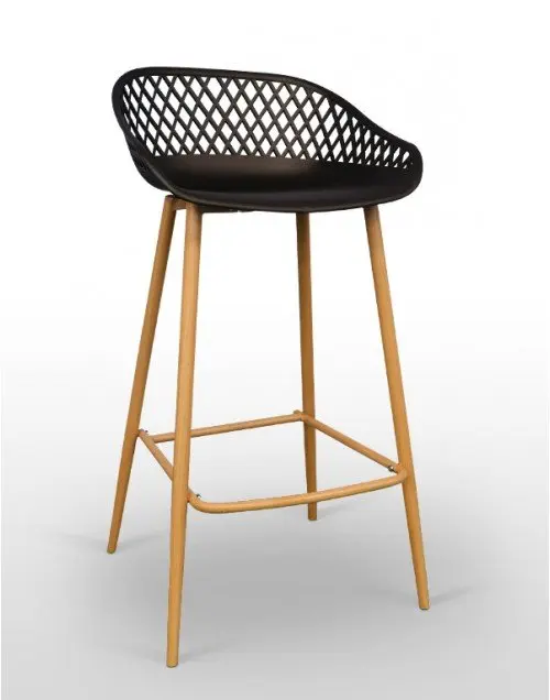Taburete con estructura metálica imitación madera y carcasa polipropileno HANNOVER