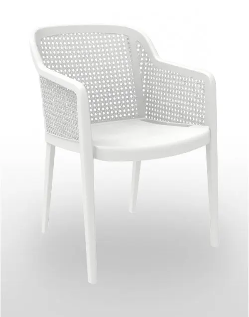 Sillón monoblock inyección polipropileno con laterales y respaldo imitación rejilla AMBIENTE
