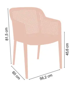 Sillón monoblock inyección polipropileno con laterales y respaldo imitación rejilla AMBIENTE