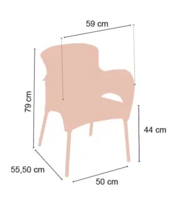 Sillón con carcasa de inyección polipropileno, estructura de aluminio anodizado SAN REMO