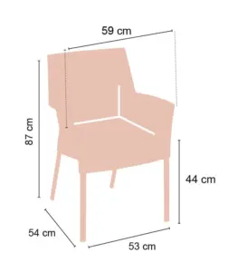 Sillón con carcasa de inyección polipropileno, estructura de aluminio anodizado MARBELLA
