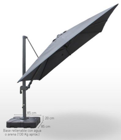 Parasol con mástil de aluminio Orientable con base DELUXE3X3