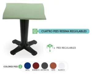 Mesa con pies de resina regulables modelo MARTE