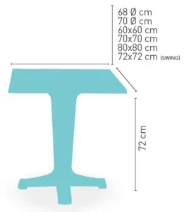 Mesa con pies de resina regulables modelo MARTE