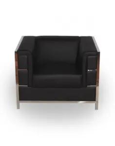 Sillón módulo 1 plaza construido en armazón de cromo y tapizado en polipiel ALABAMA