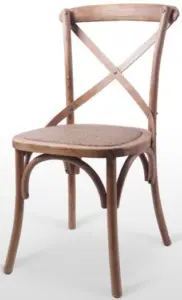 Silla en madera maciza de olmo con asiento de rattan ELBA