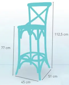 Taburete en madera maciza de olmo con asiento de rattan TABURETE ELBA
