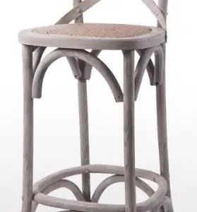 Taburete en madera maciza de olmo con asiento de rattan TABURETE ELBA
