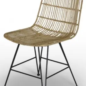 Silla tubo de acero macizo y tejido rattan Kubú KENIA