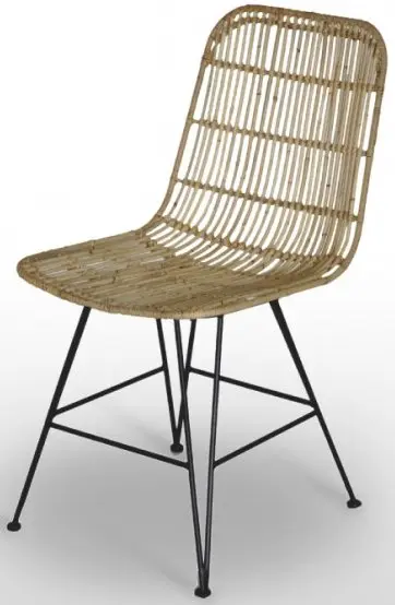 Silla tubo de acero macizo y tejido rattan Kubú KENIA