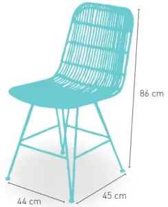 Silla tubo de acero macizo y tejido rattan Kubú KENIA