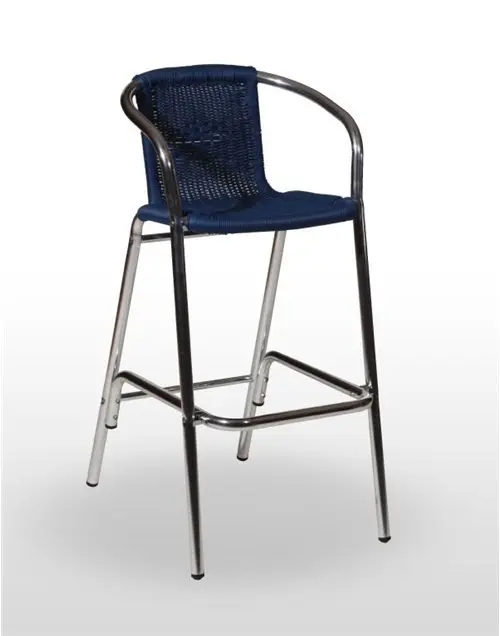 Taburete estructura aluminio con asiento tejido plastic 4 mm MEDITERRÁNEO MÉDULA RESPALDO Y BRAZOS