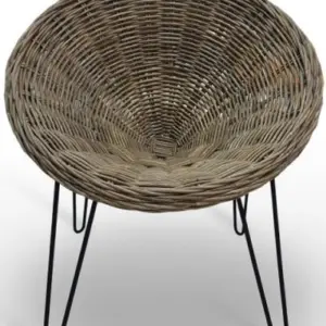 Sillón tubo de acero macizo y tejido rattan Kubú  CONGO BAJO