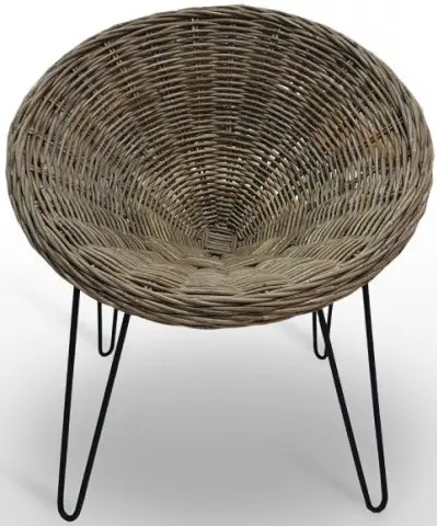 Sillón tubo de acero macizo y tejido rattan Kubú  CONGO BAJO