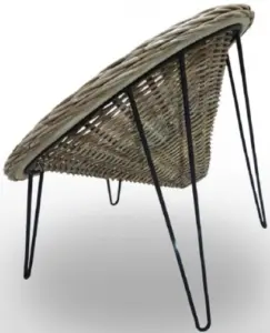 Sillón tubo de acero macizo y tejido rattan Kubú  CONGO BAJO