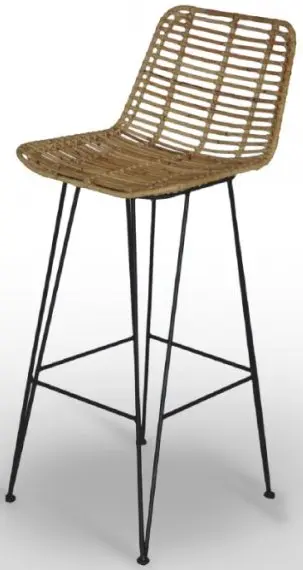 Silla tubo de acero macizo y tejido rattan Kubú ZAMBIA