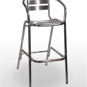 Taburete aluminio con brazos asiento y respaldo con lamas de aluminio ADRIÁTICO ALUMINIO RESPALDO Y BRAZOS