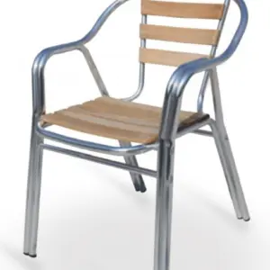 Sillón armazón doble tubo aluminio 25x1,5 asiento y respaldo lamas de madera BREMEN