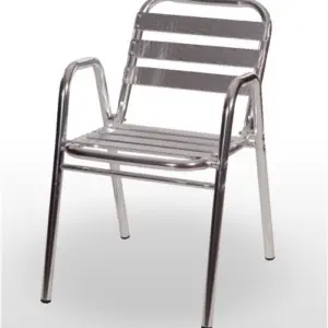Sillón armazón aluminio tubo 30x1,5 con 4 lamas en asiento y 3 en respaldo BARCELONA