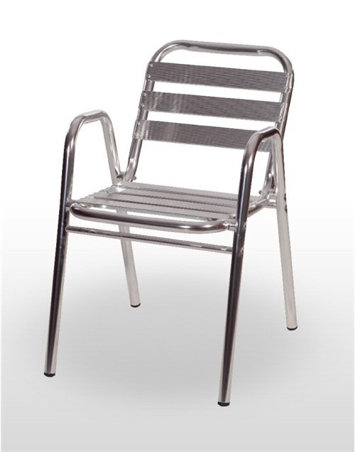 Sillón armazón aluminio tubo 30x1,5 con 4 lamas en asiento y 3 en respaldo BARCELONA