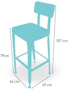 Taburete en acero angular y asiento en madera maciza BRATISLAVA