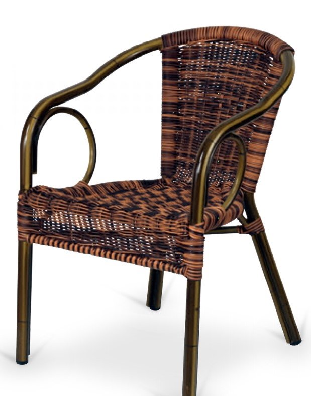 Sillón armazón aluminio color dark bambú tejido plastic 4 mm médula bicolor SALZBURGO