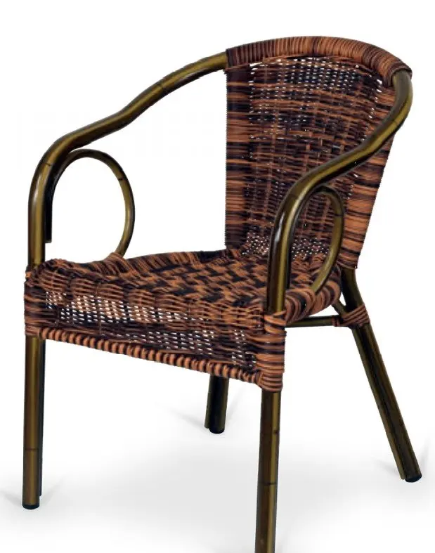 Sillón armazón aluminio color dark bambú tejido plastic 4 mm médula bicolor SALZBURGO