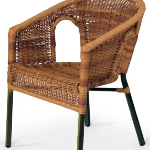 Sillón armazón aluminio color dark bambú tejido plastic 4 mm médula bicolor HALLE