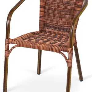 Sillón armazón aluminio color dark bambú tejido plastic 4 mm médula bicolor ESTOCOLMO