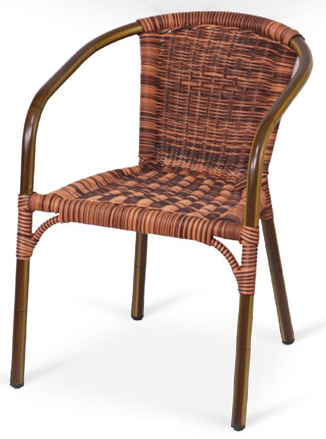 Sillón armazón aluminio color dark bambú tejido plastic 4 mm médula bicolor ESTOCOLMO