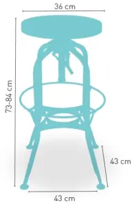 Taburete tipo industrial con asiento regulable BRANDEBURGO