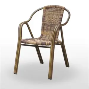Sillón armazón aluminio doble tubo 25x1,5 asiento y respaldo bambú medula bicolor HOUSTON BAMBÚ