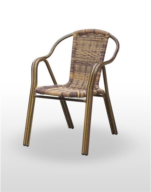 Sillón armazón aluminio doble tubo 25x1,5 asiento y respaldo bambú medula bicolor HOUSTON BAMBÚ