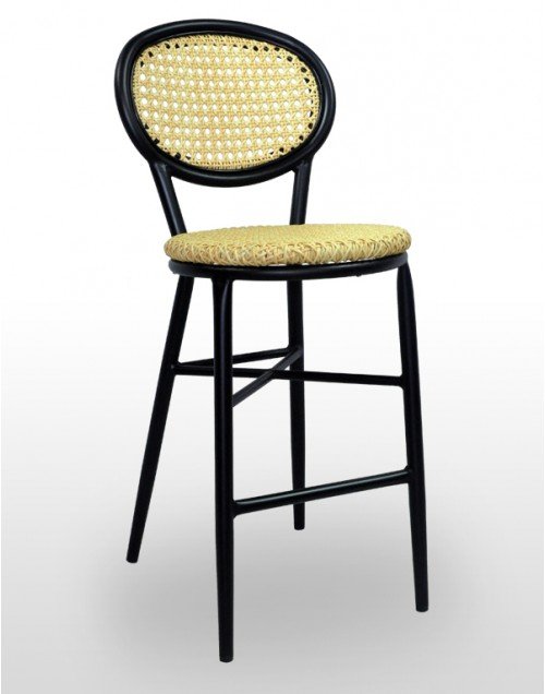 Taburete armazón de aluminio 28x2 con asiento y respaldo imitación rejilla CANNES