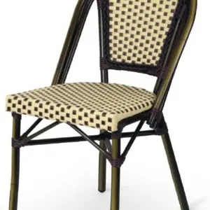 Silla armazón aluminio 28x1,5 dark bambú, tejido rattan crema-moka NIZA