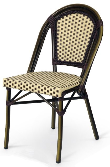 Silla armazón aluminio 28x1,5 dark bambú, tejido rattan crema-moka NIZA