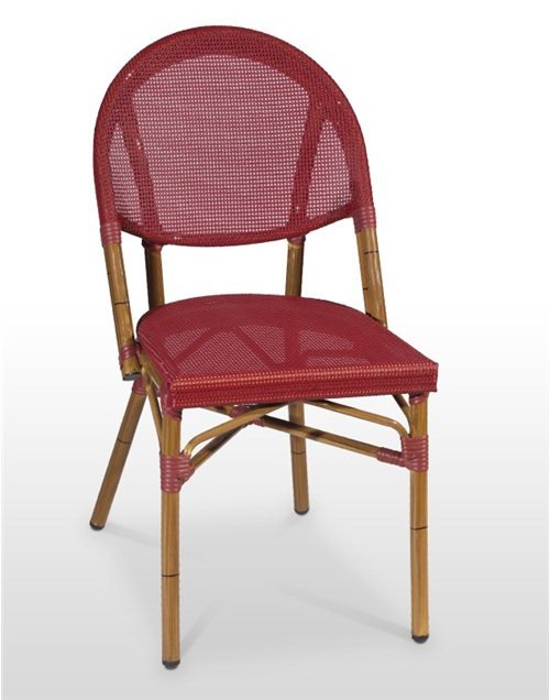 Silla armazón aluminio 28x1,5 color dark bambú, asiento y respaldo Textilene FLANDES