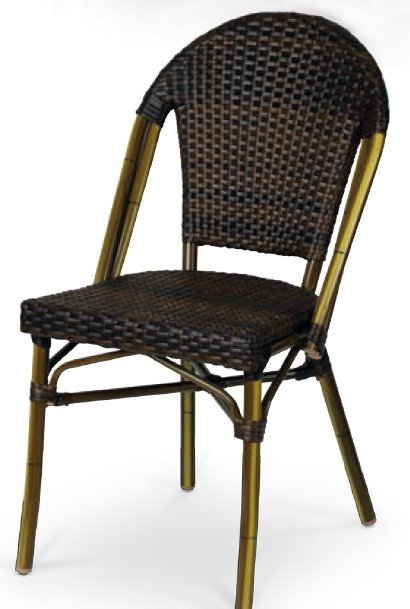 Silla armazón aluminio 28x1,5 dark bambú, tejido rattan moka AMBERES RATTAN