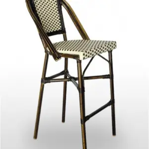 Taburete armazón aluminio 28x2 color dark bambú, tejido rattan crema-moka TABURETE NIZA RESPALDO