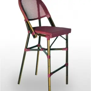 Taburete armazón aluminio 28x2 color dark bambú, asiento y respaldo Textilene TABURETE FLANDES