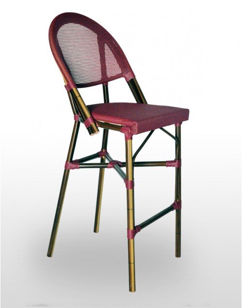 Taburete armazón aluminio 28x2 color dark bambú, asiento y respaldo Textilene TABURETE FLANDES