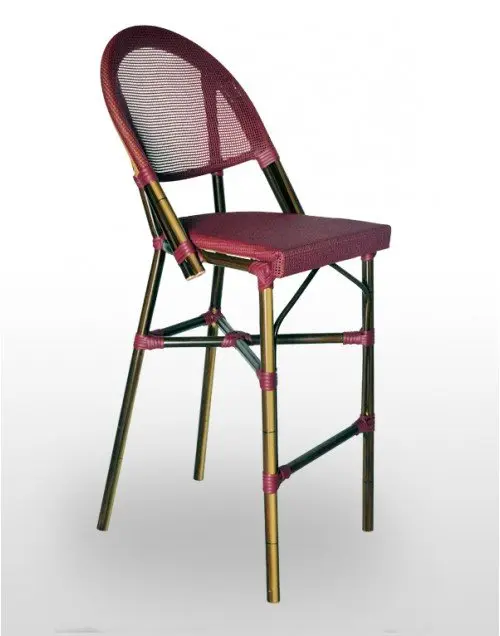 Taburete armazón aluminio 28x2 color dark bambú, asiento y respaldo Textilene TABURETE FLANDES