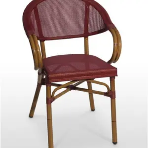 Sillón armazón aluminio 28x1,5 color dark bambú, asiento y respaldo Textilene VALONA