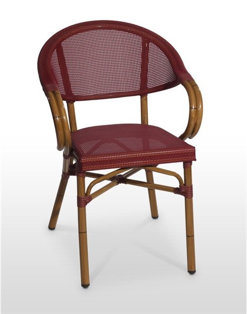Sillón armazón aluminio 28x1,5 color dark bambú, asiento y respaldo Textilene VALONA