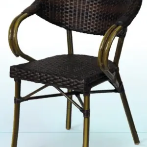 Sillón armazón aluminio 28x1,5 dark bambú, tejido rattan moka GANTE RATTAN