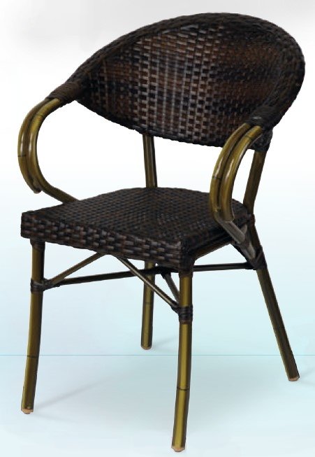 Sillón armazón aluminio 28x1,5 dark bambú, tejido rattan moka GANTE RATTAN