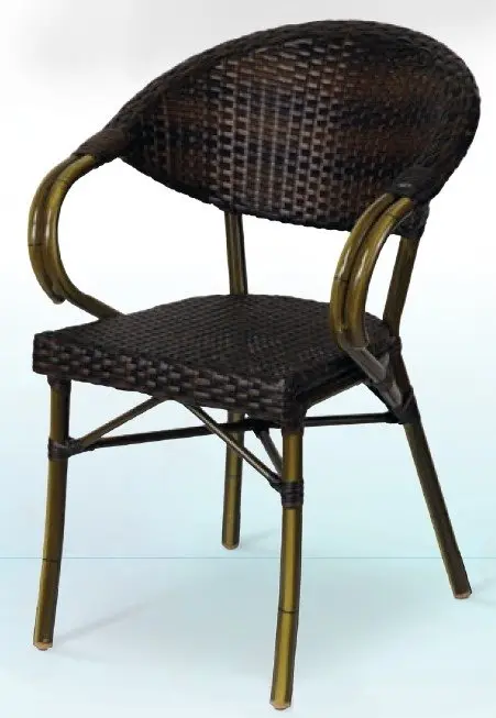 Sillón armazón aluminio 28x1,5 dark bambú, tejido rattan moka GANTE RATTAN