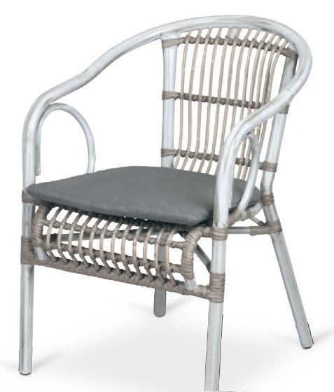 Sillón armazón de aluminio 30x1,50 envejecido, asiento y respaldo polipropileno ALHAMBRA
