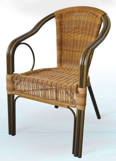 Sillón armazón aluminio doble tubo color dark bambú médula bicolor BAHAMAS